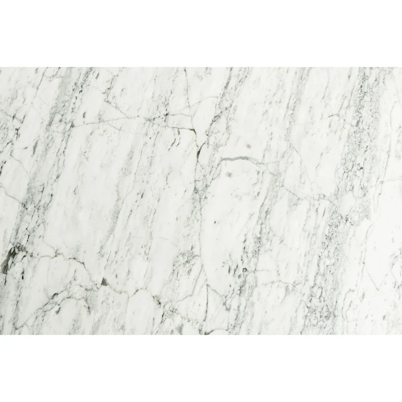 Square Marble Top Coffee Table with Elm Wood Legs – White & Walnut, Mid-Century Modern Style