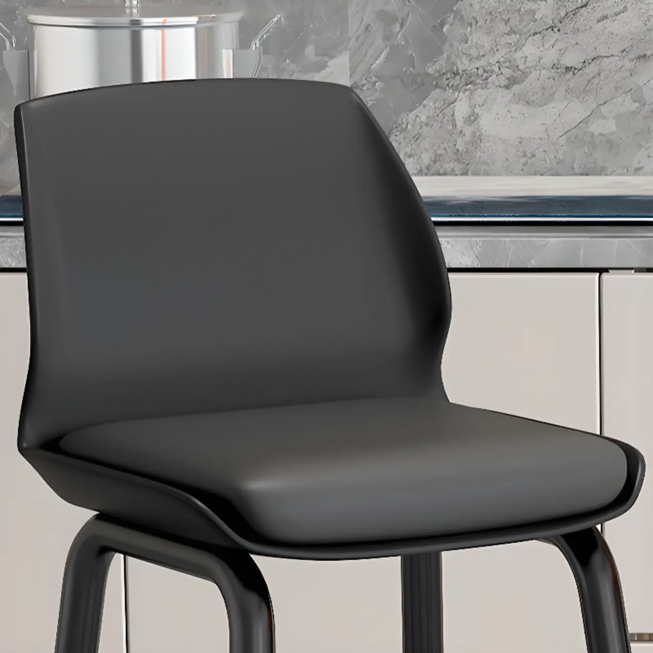 Stylish Rectangular Faux Leather Metal Cafe Bar Stools