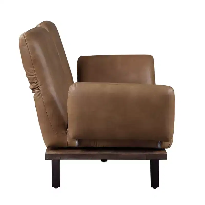 88" Narech Sofa with Swivel Nutmeg Top Grain Leather - Acme Furniture: Includes 2 Accent Pillows, Wood Frame
