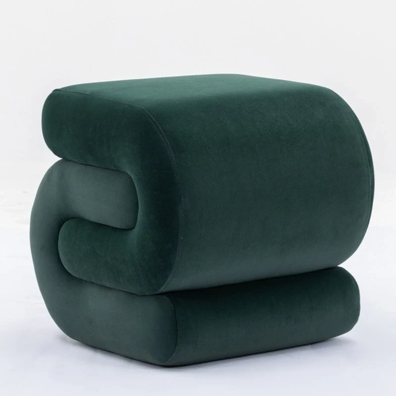 Velvet Fabric S-shape Ottoman Makeup Stool Footstool