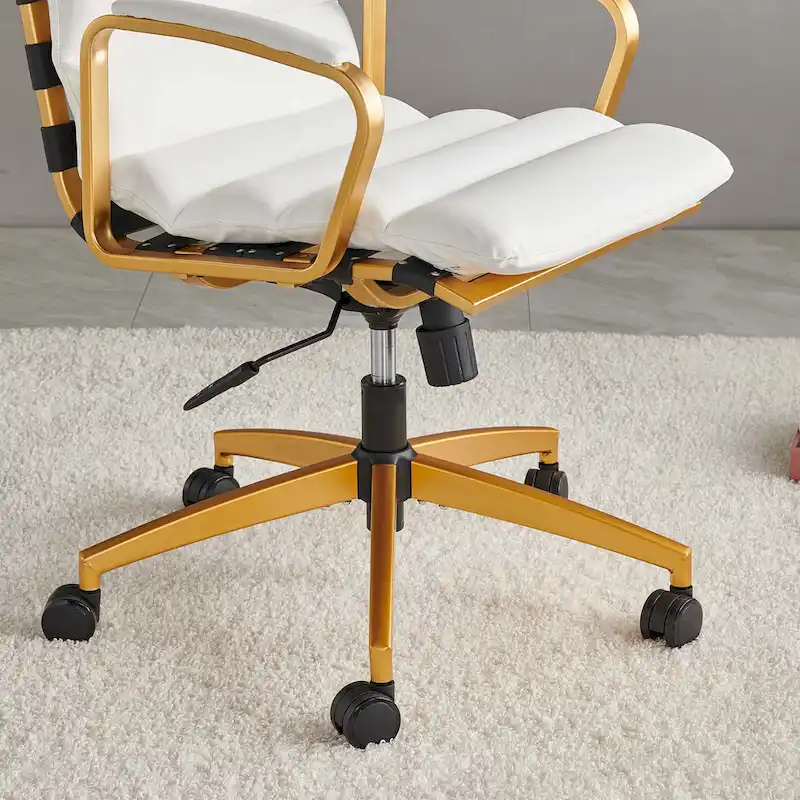 LUXMOD Office Chair Faux Leather Gold Frame Adjustable and Swivel