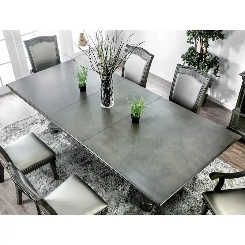 Grey 103-Inch Wood Expandable Dining Table