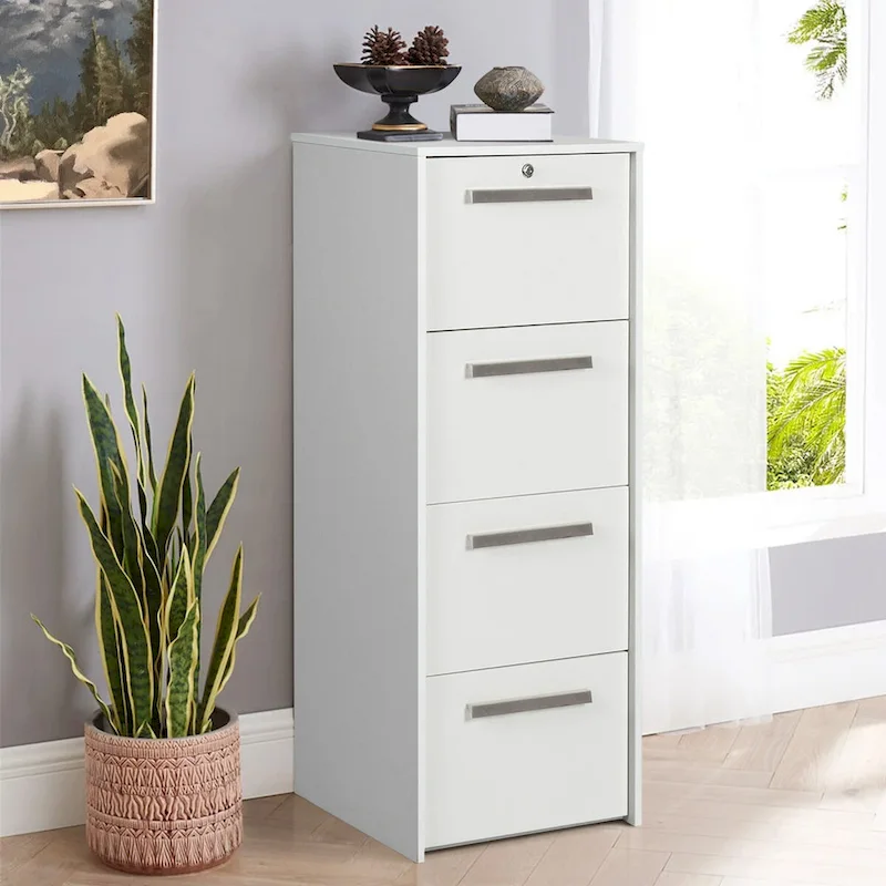 4-Drawer Lateral Filing Cabinet - White Wood Grain Finish