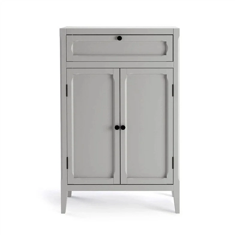 Light Grey 2-Door 1-Drawer Storage Cabinet, Single
