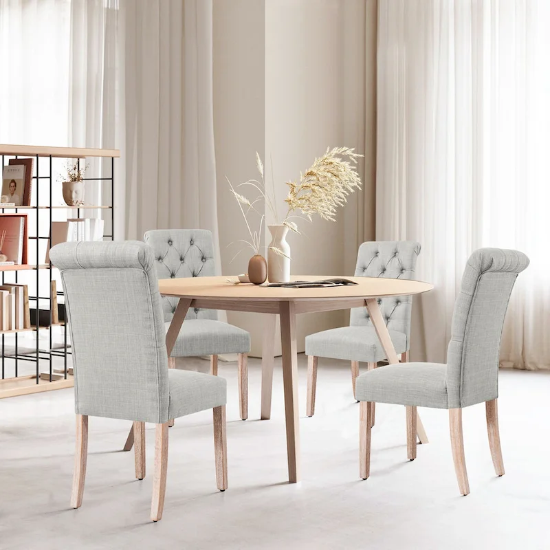 Subrtex(Set of 2)Linen Parsons Upholstered Button Dining Chair