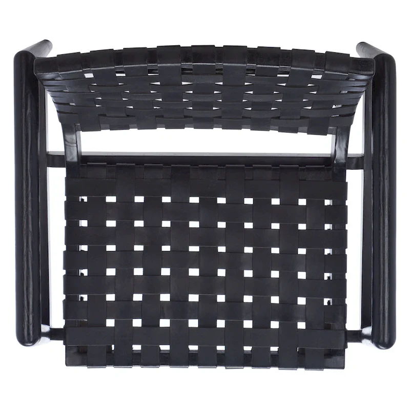 Natural Wood Leather Woven Accent Chair - Single Seat