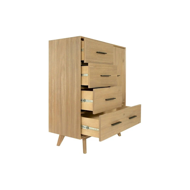 Contemporary Walnut Chest of Drawers - Modern Bedroom Storage Cabinet