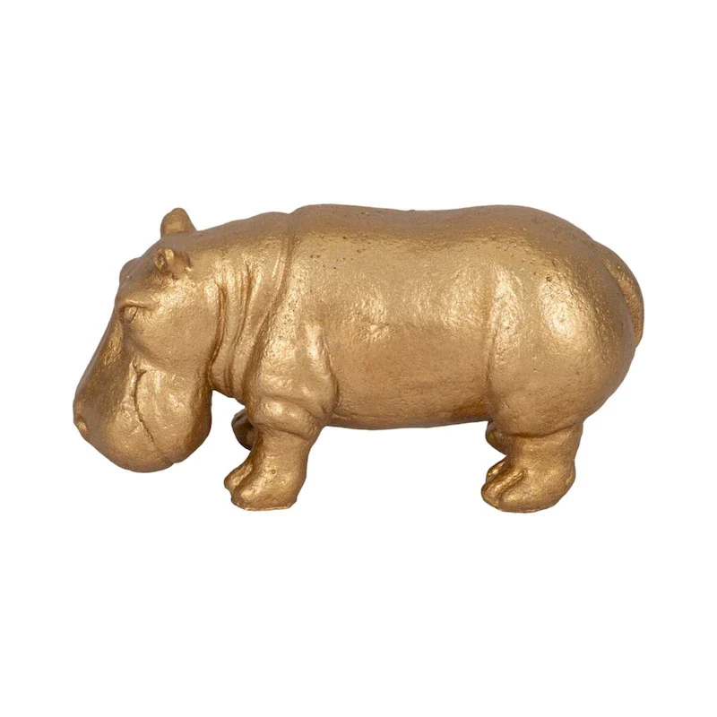 Sagebrook Home Gold 8  Cement Hungry Hippo Decorative Figurine - 8  x 3  x 4