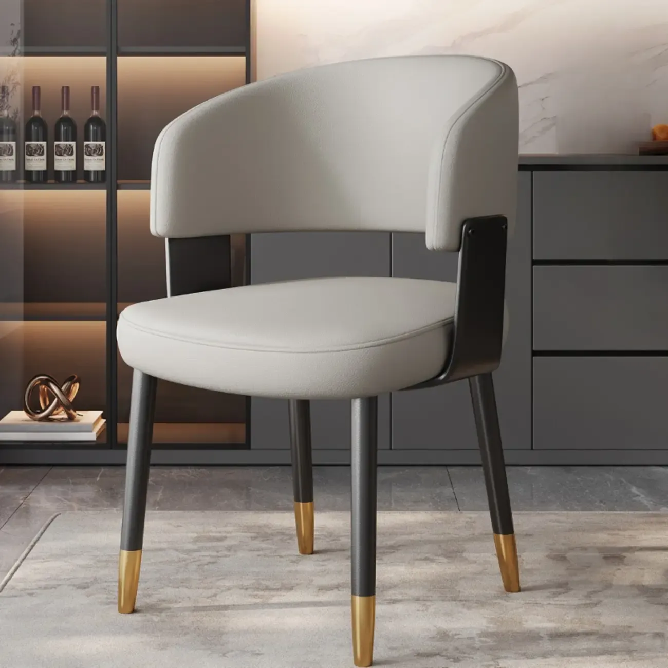 Modern Glam Leather Upholstered Dining Chair