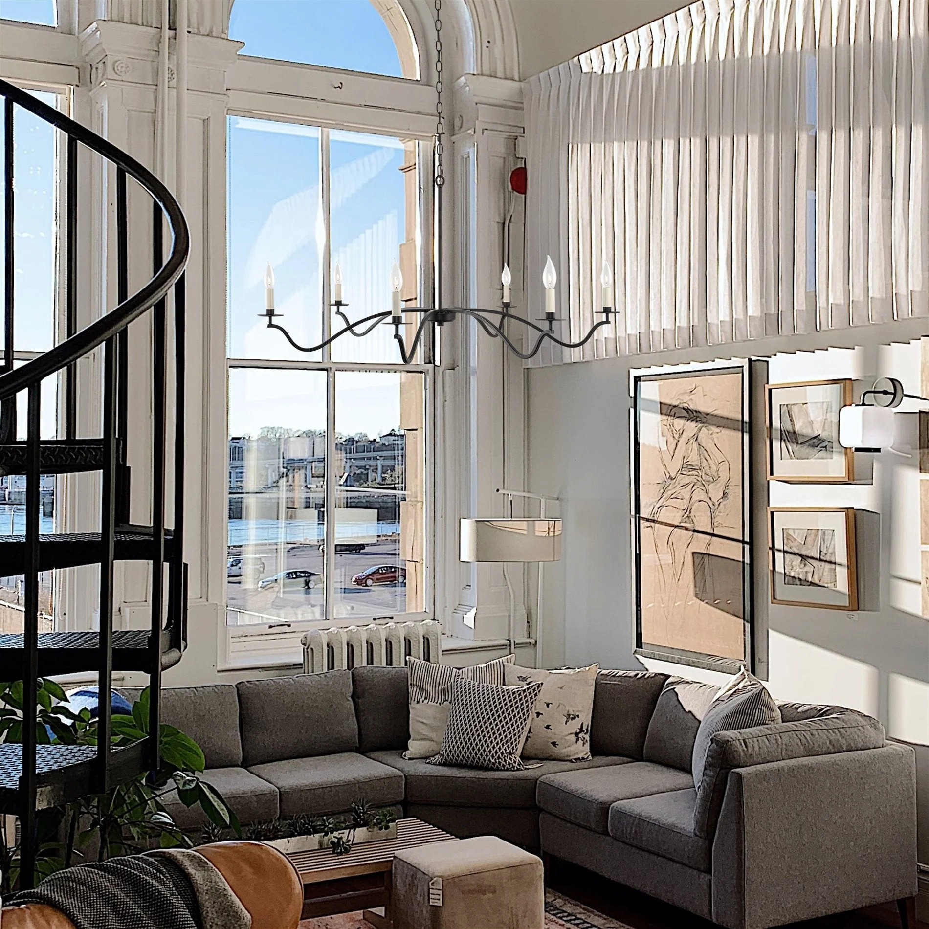 Pennington 42 6-Light Large Modern Chandelier