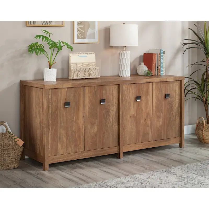 Soft White Office Credenza with Doors – 2-Person Storage
