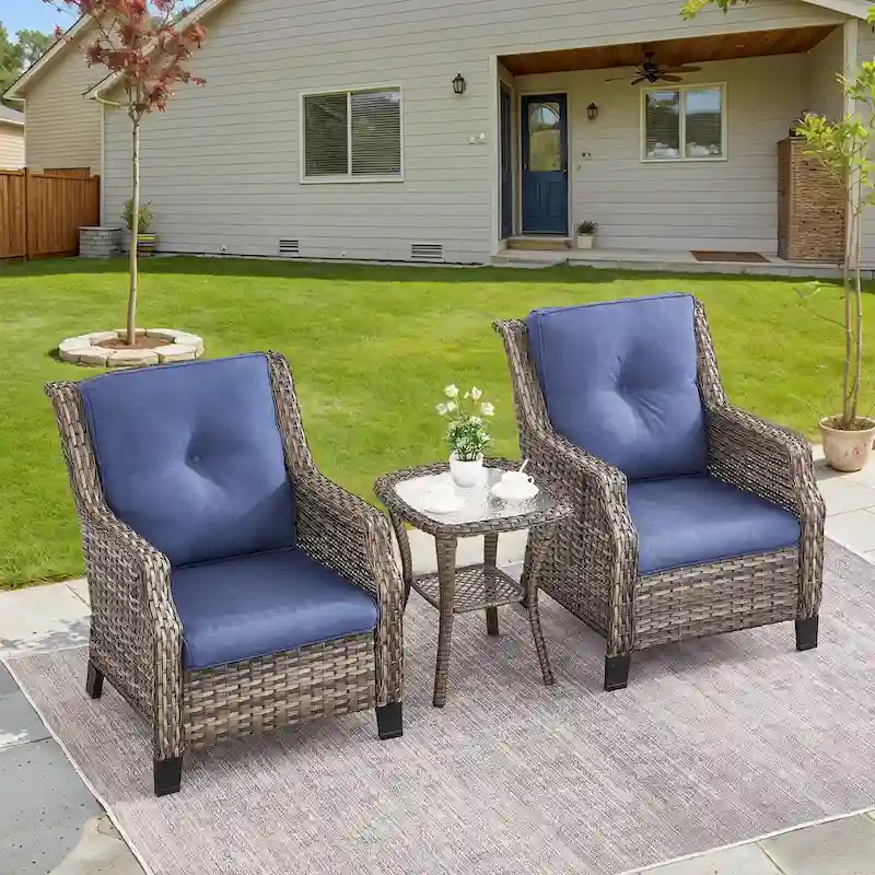 Gymojoy Patio Club Chair Wicker Chairs with Side Table - Grey