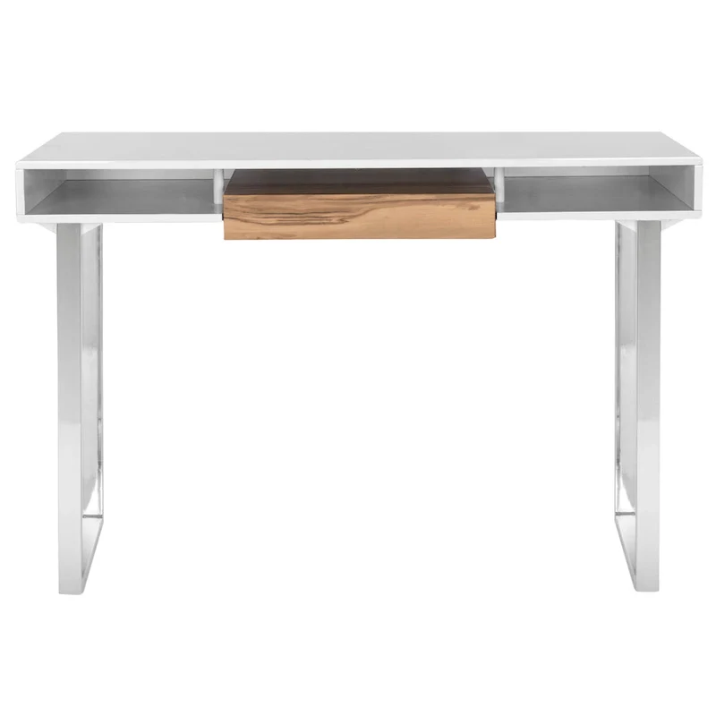 SAFAVIEH Bettyjane Modern White/ Chrome Computer Desk