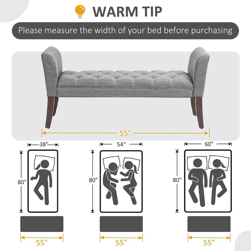 End of Bed Bench with Button Tufted Design,Upholstered Entryway Bench