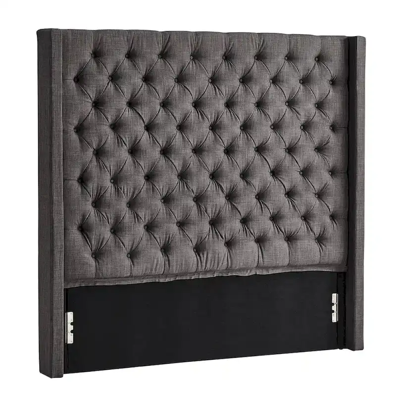 Button-Tufted Wingback Upholstered Headboard – Elegant Bedroom Accent