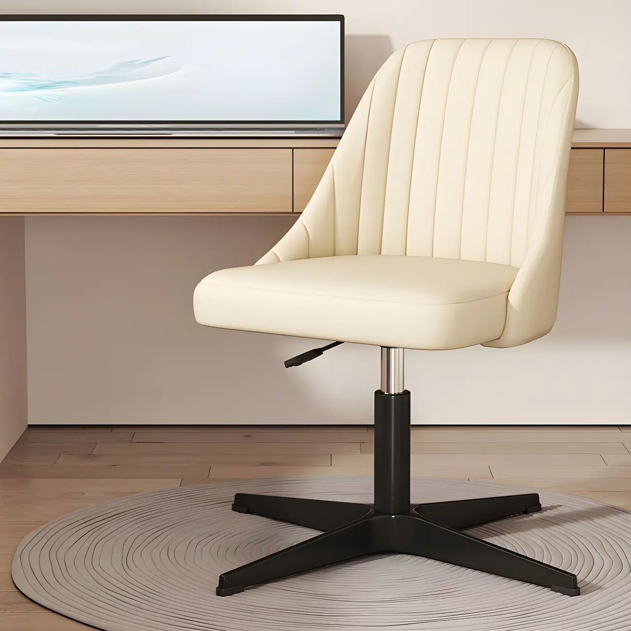 Modern Beige Adjustable Swivel Office Chair