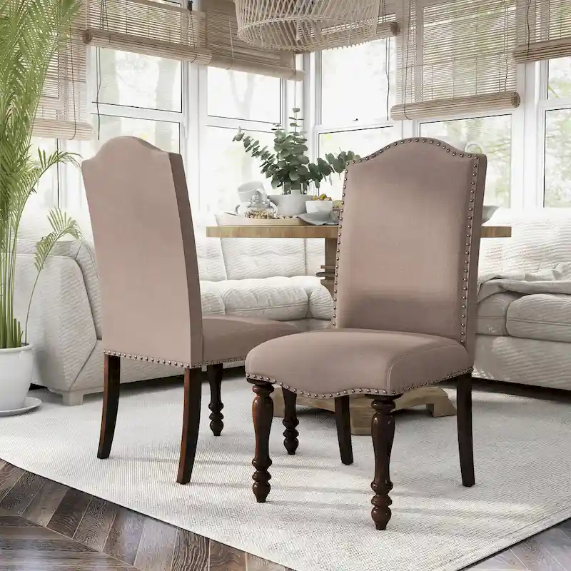 Taupe Fabric Dining Chairs (Set of 2) by