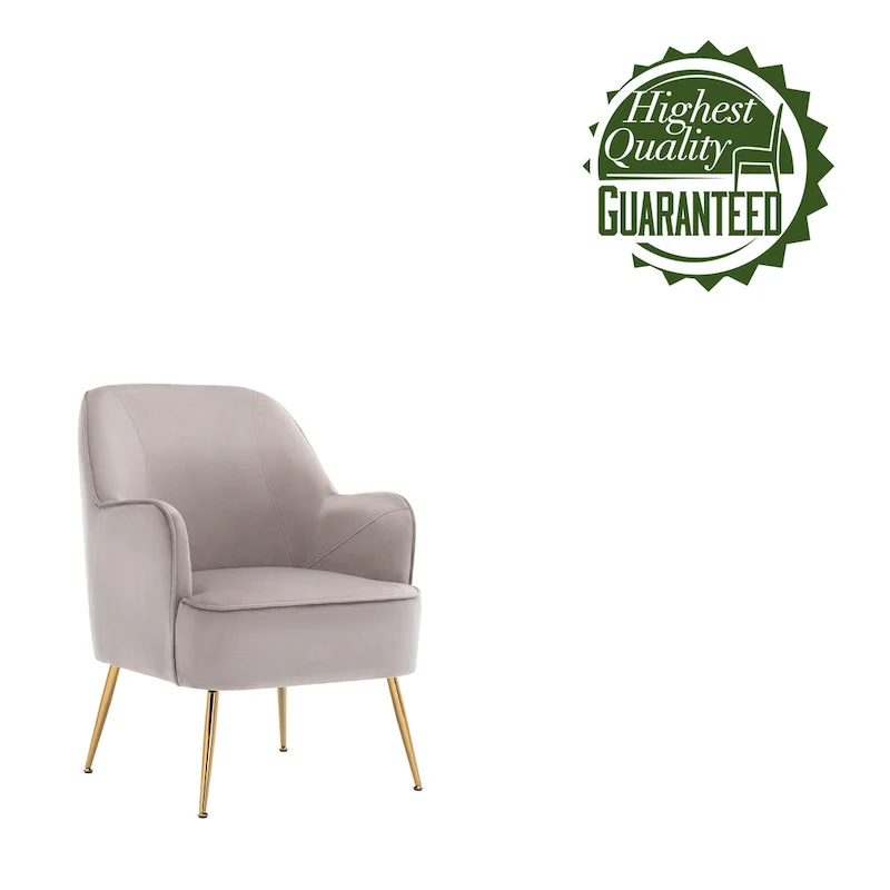 Velvet Upholstered Accent Chair with Gold Chrome Legs