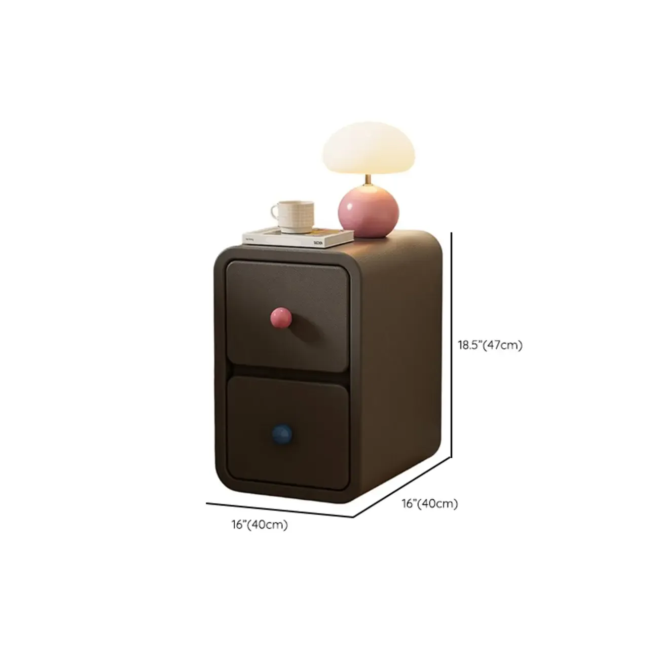 Narrow Rectangular Wood Nightstand with Drawers