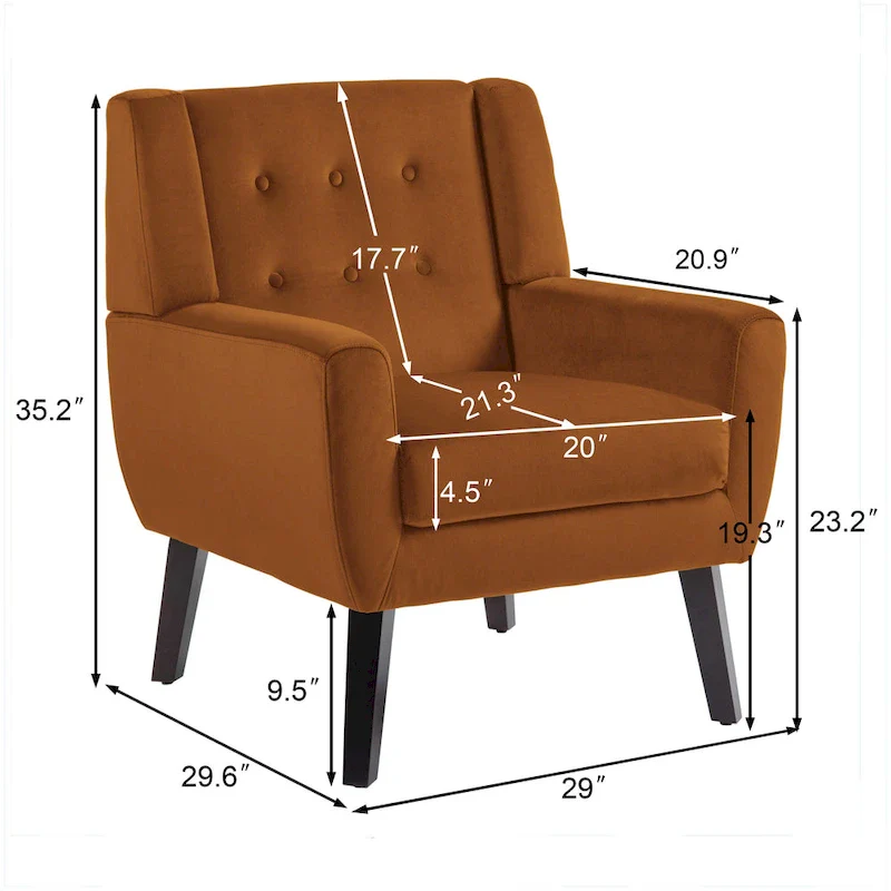 Velvet Accent Chair Living Room Upholstered Armchair