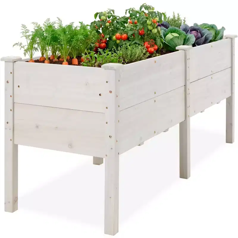 Best Choice Products 72 x 24 x 30 Raised Garden Bed, Extra Deep 16 Depth, Elevated Wood Planter Stand - White