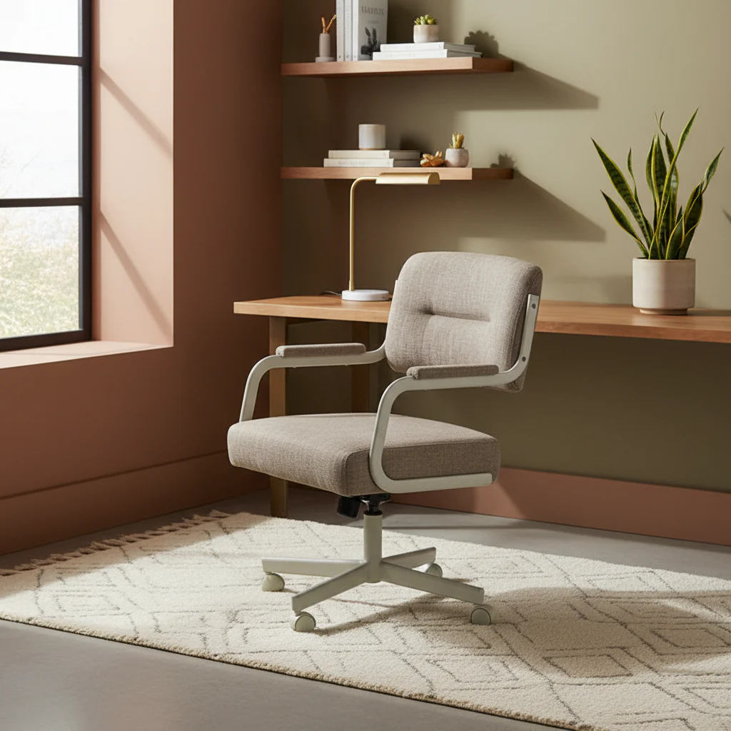 Upholstered Swivel Dining Chair with Caster Wheels (Single)
