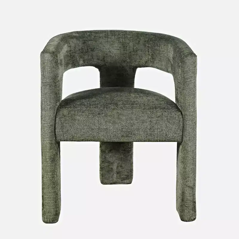 Jofran,Gwen Modern Luxury Jacquard Fabric Upholstered Sculpture Armchair- Green Color