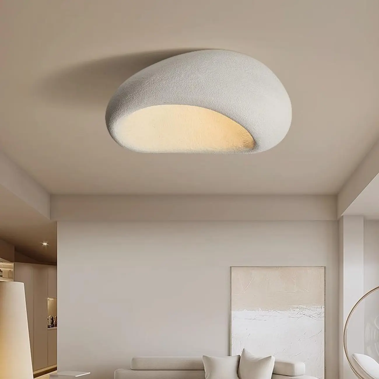Nordic Stone-Shaped Plastic Flush Mount LED Ceiling Light
