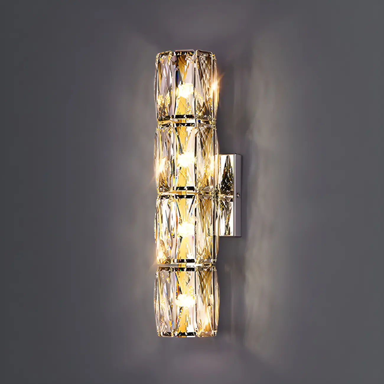 Luxury Geometric Crystal Gold Vanity Light
