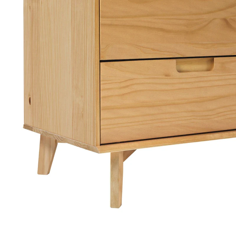 Mid-Century Modern Solid Pine 6-Drawer Dresser with Cut-Out Handles, 52
