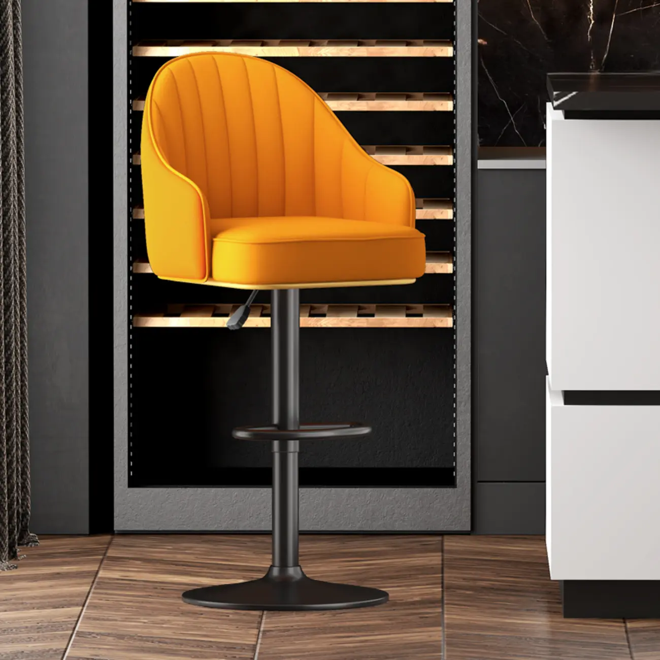 Modern Leather Swivel Adjustable Height Bar Stools