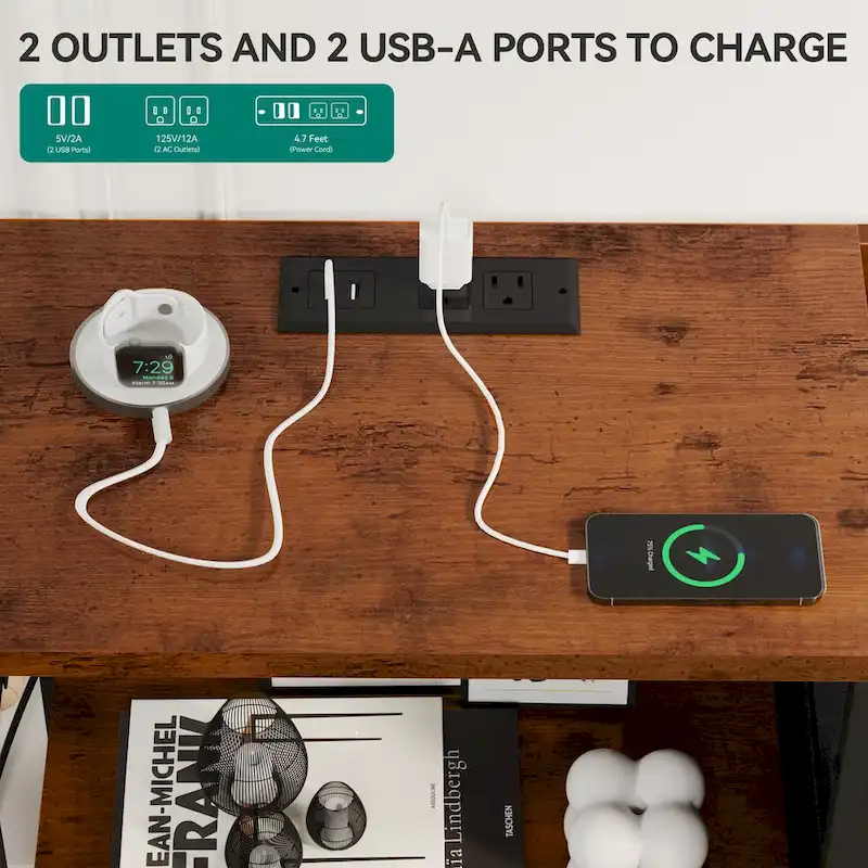 7-drawer Dresser Media Console with Charging Station, Shelves