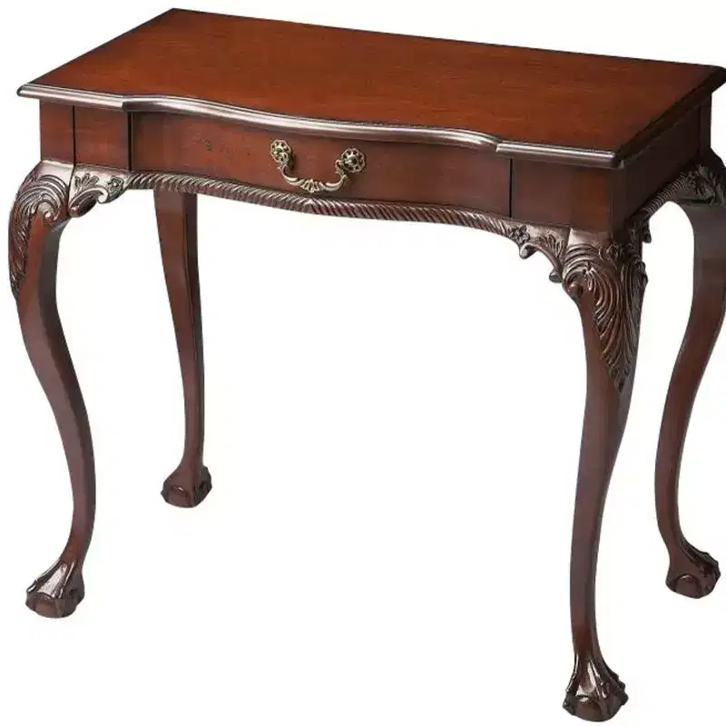 Dark Brown Writing Desk, Traditional Style, 1-Person
