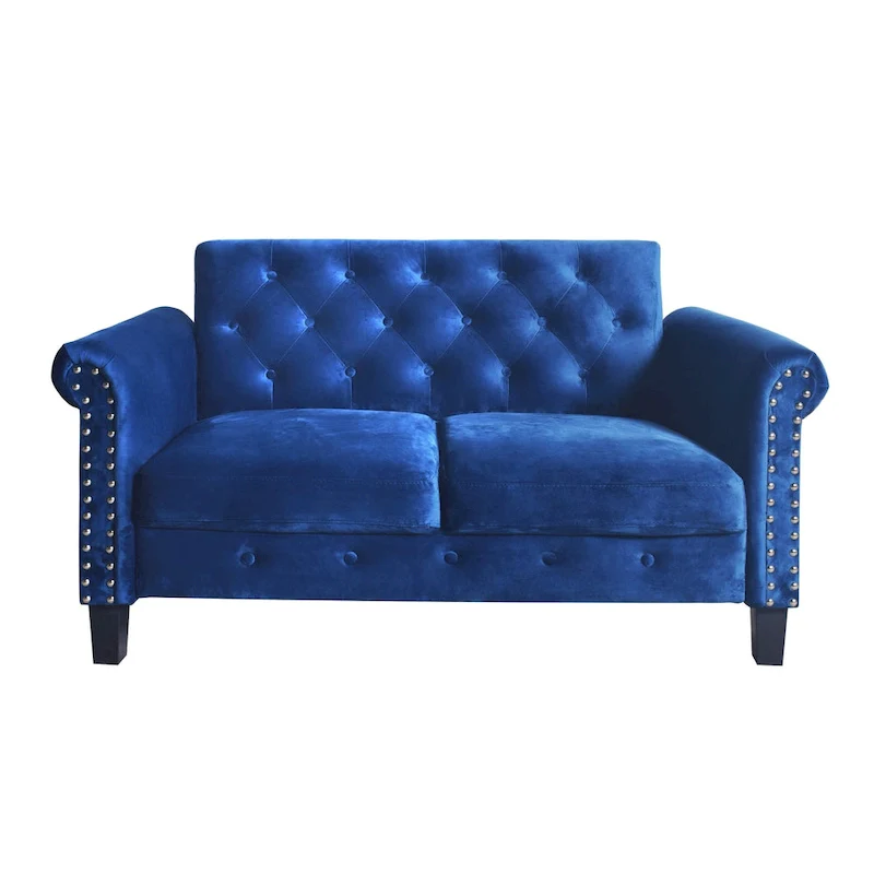 Casper Velvet Rolled Arm Loveseat / Sofa