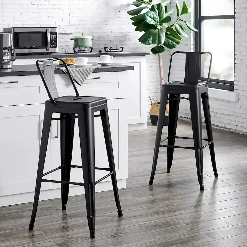 AC Pacific 30 Inch Metal Barstool Set of 2