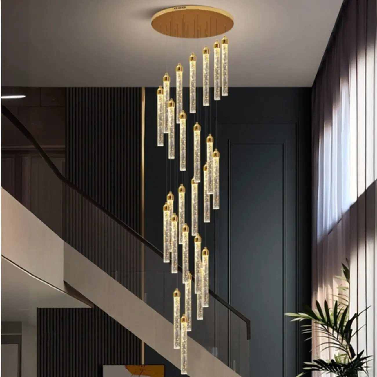 Modern Spiral Crystal Gold LED Chandelier Pendant Light