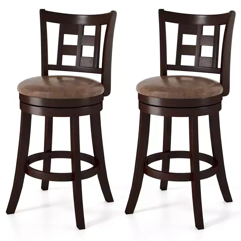 Costway Set of 2/4 Bar Stools 26 Swivel Bar Chairs with Footrest, Lattice Backrest