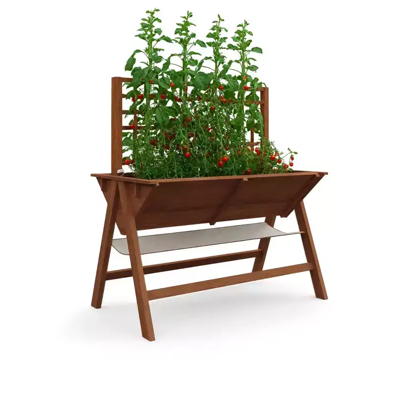 2-in-1 Wooden Raised Garden Bed with Trellis, Multi-Purpose Outdoor Planter Box for Climbing Plants, Vegetables & Flowers