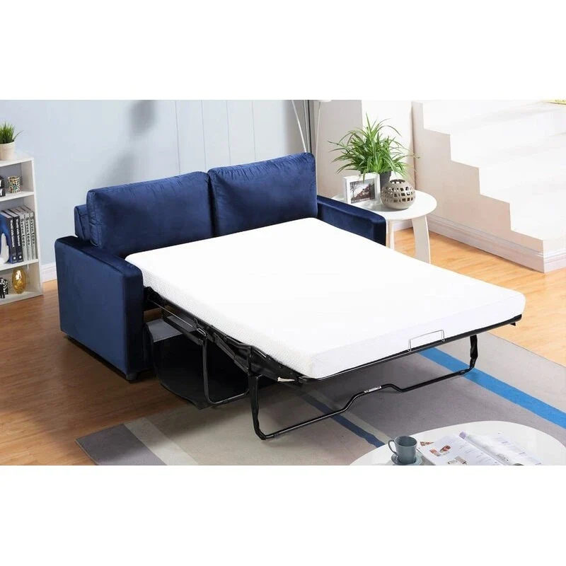 Velvet 70 Inch Square Arms Sofa Bed