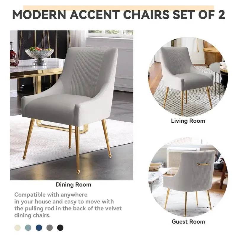 Upholstered Accent Chair Set of 2 with Rear Handle
