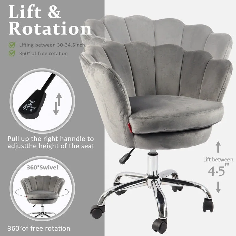 Accent Chair Swivel Vanity Chair Office Desk Chair With Wheels Modern Height Adjustable Pink/Grey/White