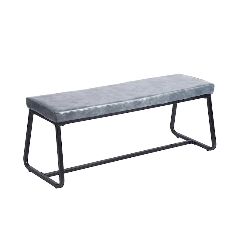 Home Remy Entryway Bench, PU Leather Upholstery, Iron Legs