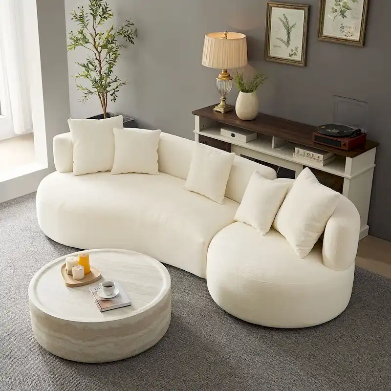 Modern 2 in 1 Sectional Curved Rotatable Sofa Couch, Swivel 360 Comfy 4-Seat Upholstered Sofa