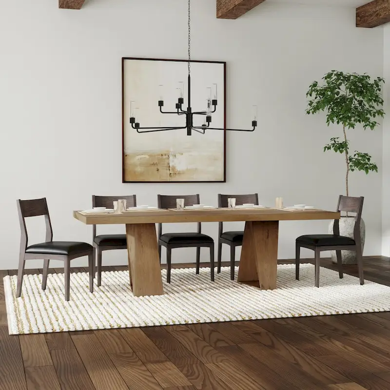 Natural Reclaimed Oak Dining Table, Geometric Base, Seats up to 8