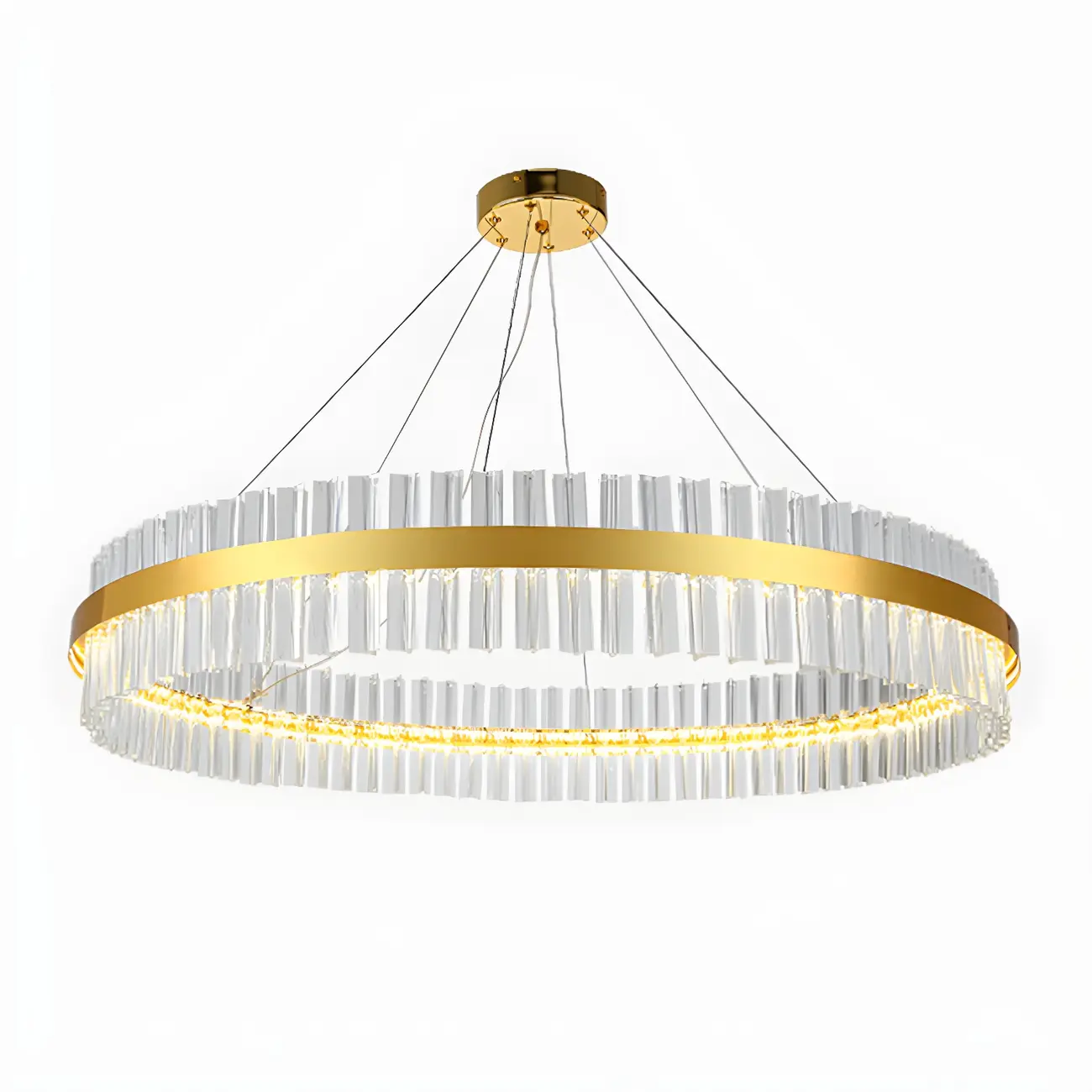 Modern Brass Round Crystal Island Chandelier