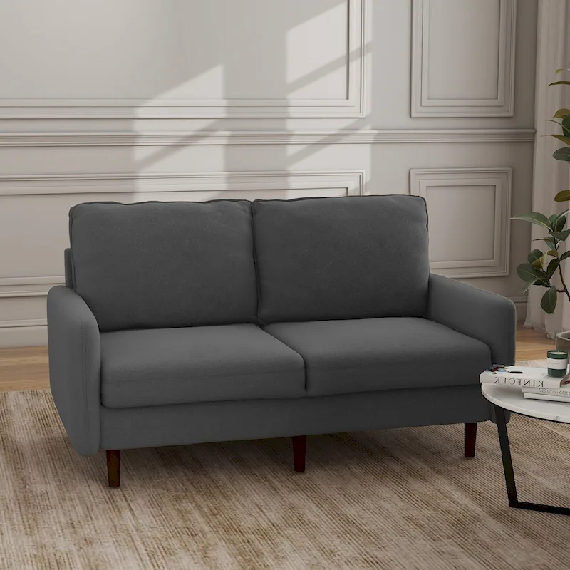 Modern Loveseat Velvet Wood Legs Sofa