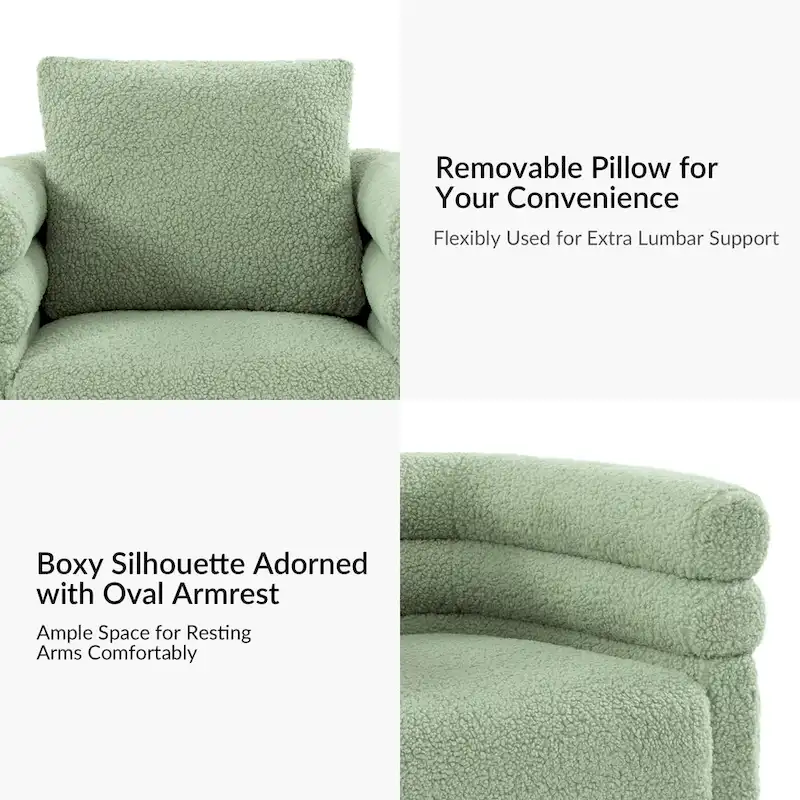 Rosa Modern Boucle Swivel Chair with Pillow Set of 2 by HULALA HOME