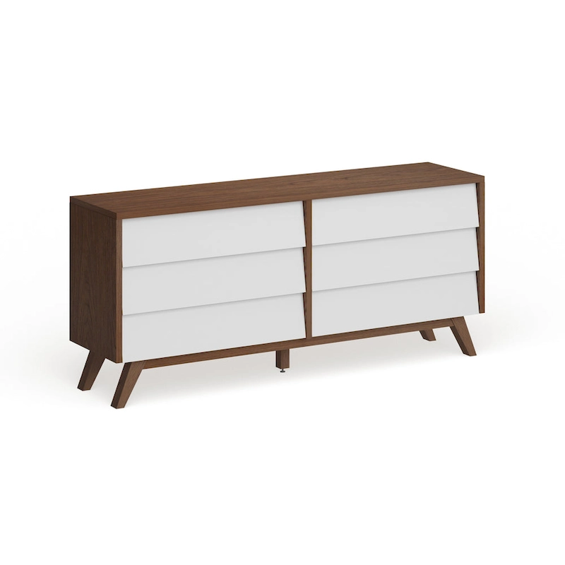 Mid-Century White and Brown Dresser by Baxton Studio
