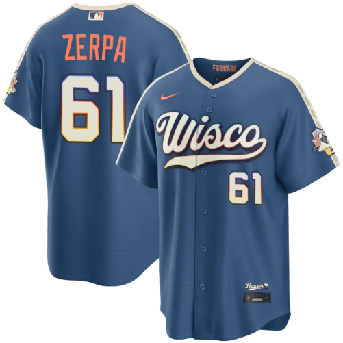 Angel Zerpa Milwaukee Brewers Mineral Blue 2026 City Connect Stadium Jersey