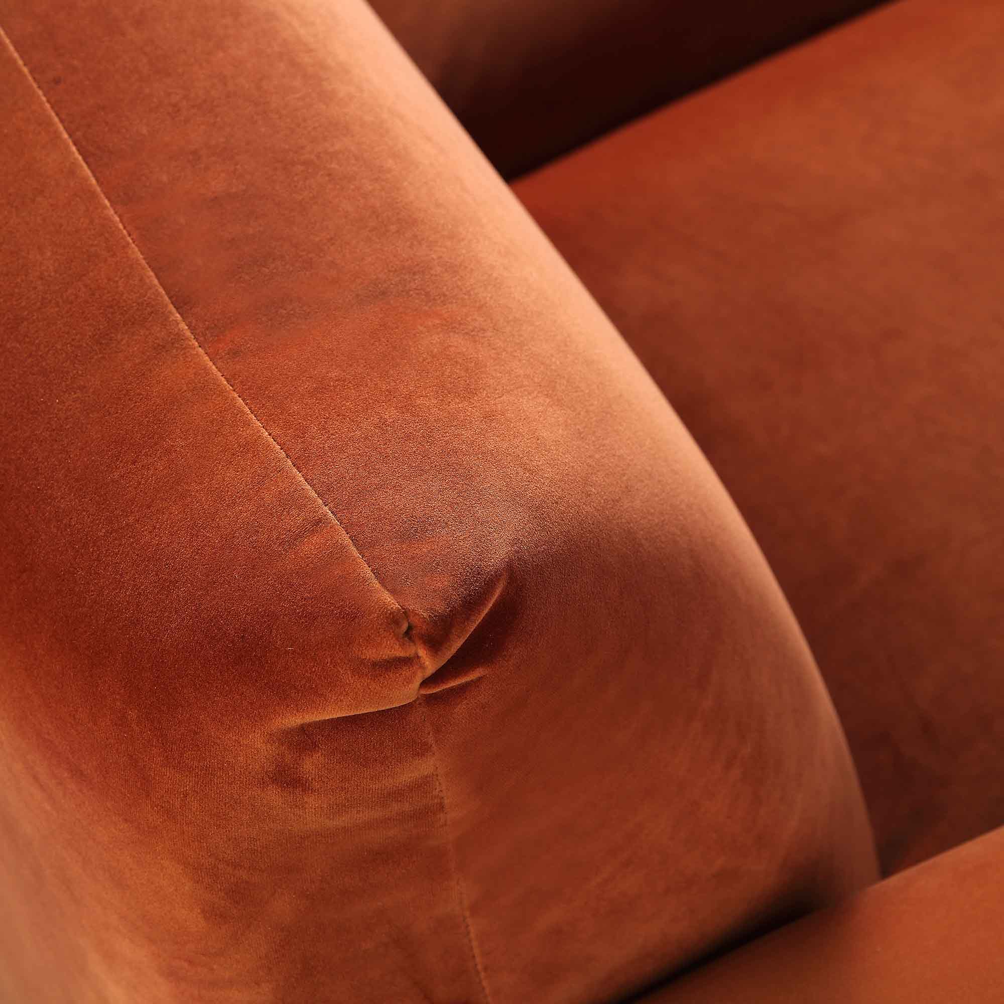 Two Seater Sofa, Rust Velvet